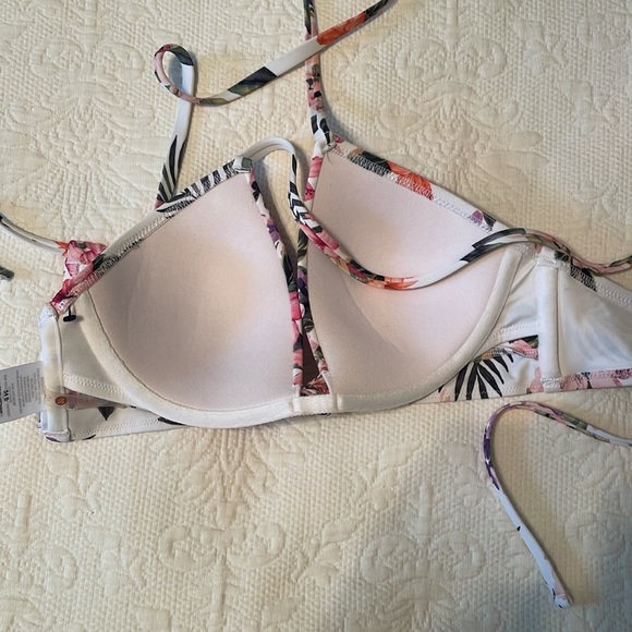 Shade Shore Floral Bikini Top 34B Lightly Padded Adjustable Tropical EUC - Picture 5 of 8